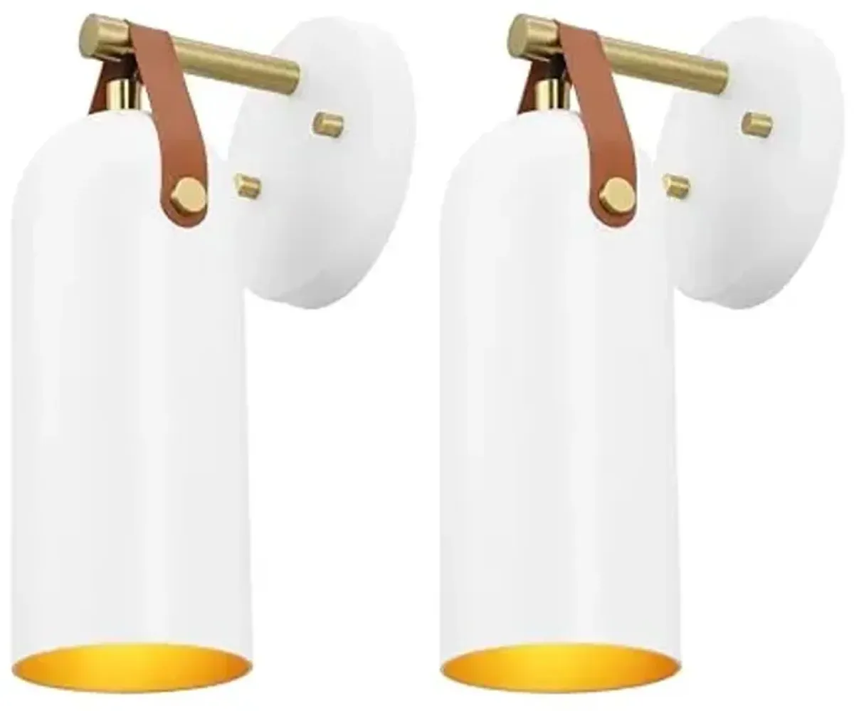 SAFAVIEH Lighting Collection Westly White/Gold Modern Downlight Wall Sconce Set of 2 Light Fixture, Ideal for Bathroom, Entryway, Vanity, Foyer, Hallway, Living Room (LED Bulbs Included)