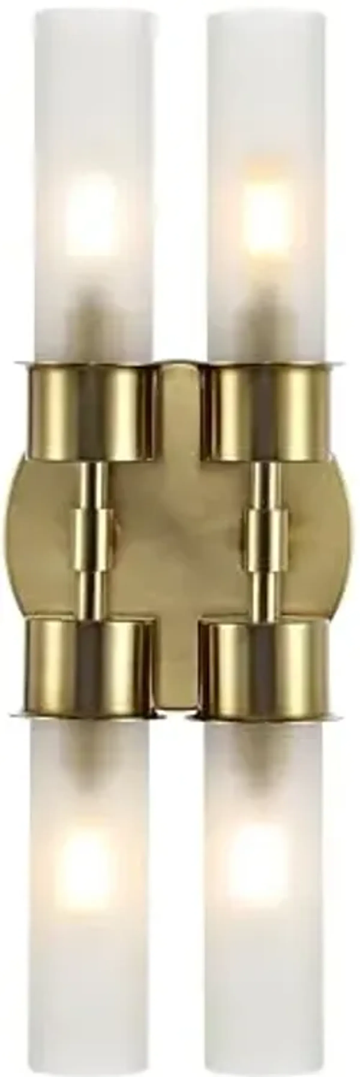 SAFAVIEH Lighting Collection Joli Brass/Glass Shade 4-Light Vertical Wall Sconce Light Fixture, Ideal for Bathroom, Entryway, Vanity, Foyer, Hallway, Living Room (LED Bulbs Included)