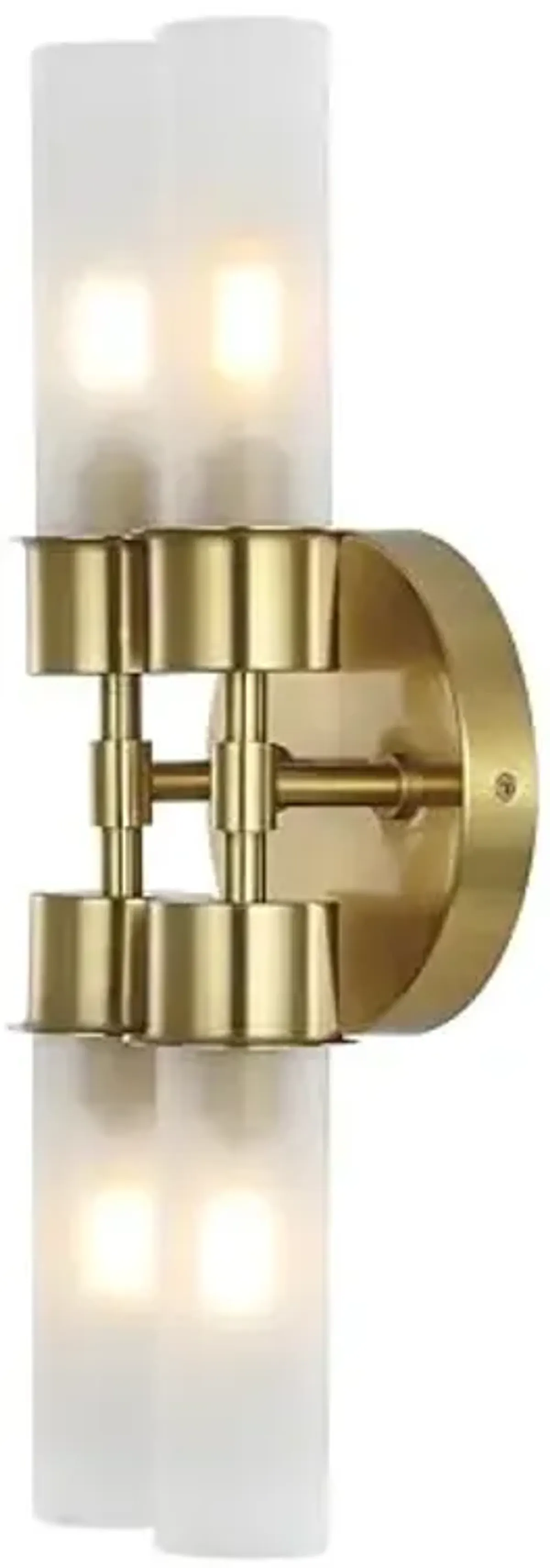 SAFAVIEH Lighting Collection Joli Brass/Glass Shade 4-Light Vertical Wall Sconce Light Fixture, Ideal for Bathroom, Entryway, Vanity, Foyer, Hallway, Living Room (LED Bulbs Included)