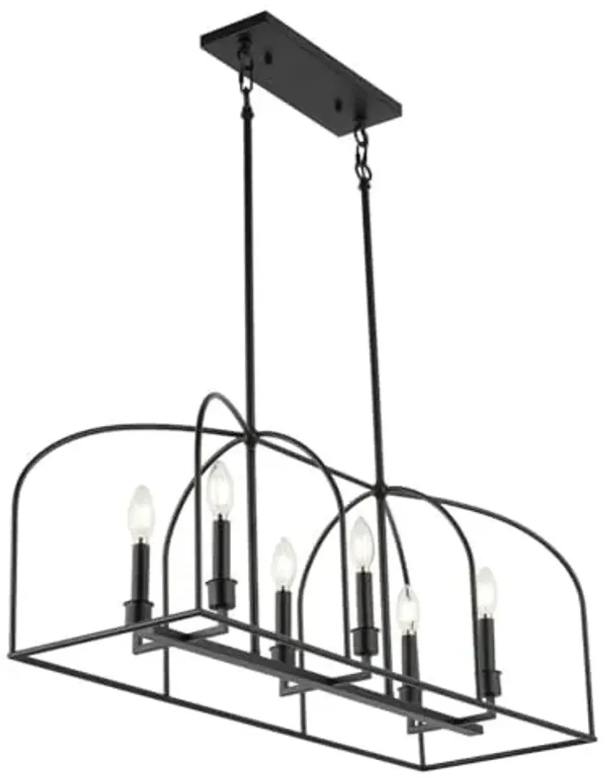 SAFAVIEH Lighting Collection Bryndan Black 6-Light Adjustable Chandelier Linear Light Fixture, Ideal for Dining Room, Kitchen Island, Foyer, Entryway (LED Bulbs Included)