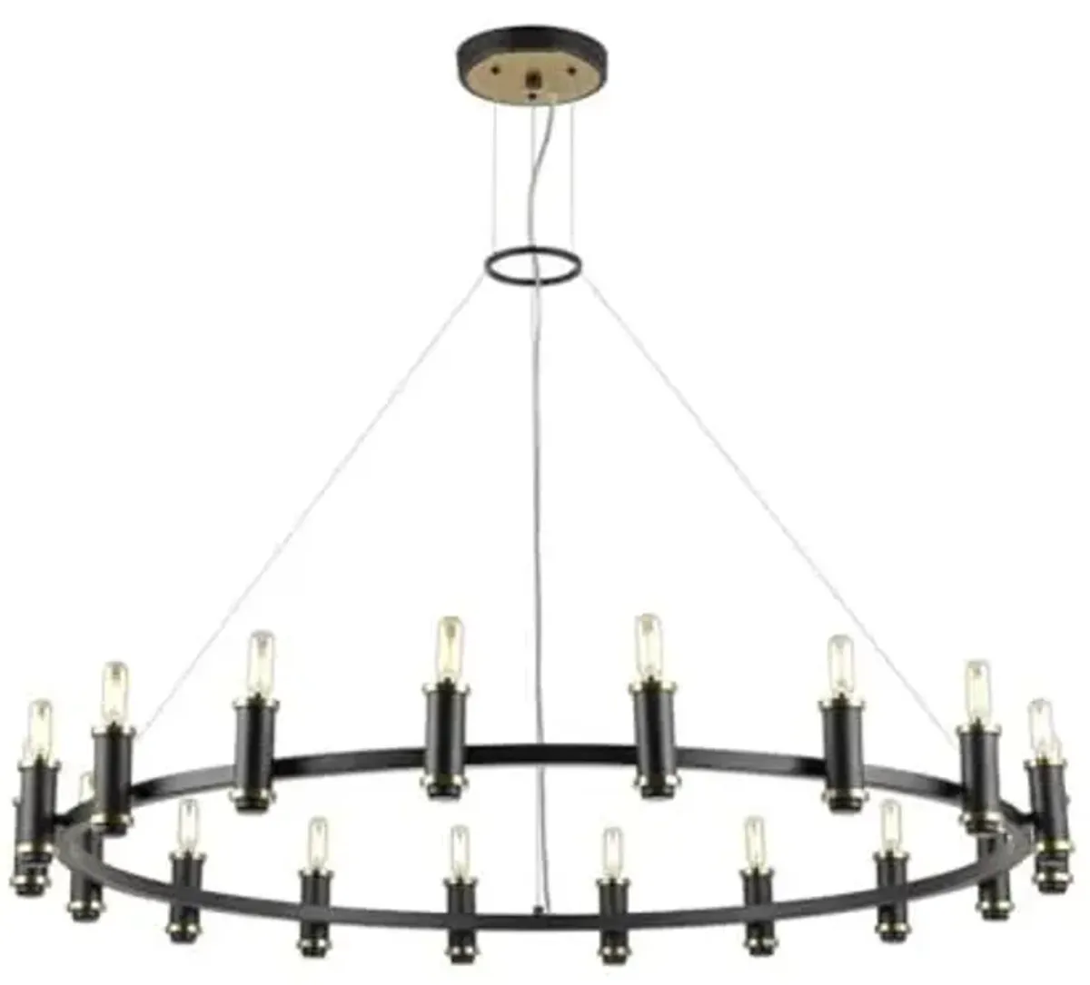 SAFAVIEH Lighting Collection Poitier Modern Farmhouse Black/Brass 18-Light Wagon Wheel Chandelier Round Light Fixture, Ideal for Dining Room, Kitchen Island, Foyer, Entryway (LED Bulbs Included)