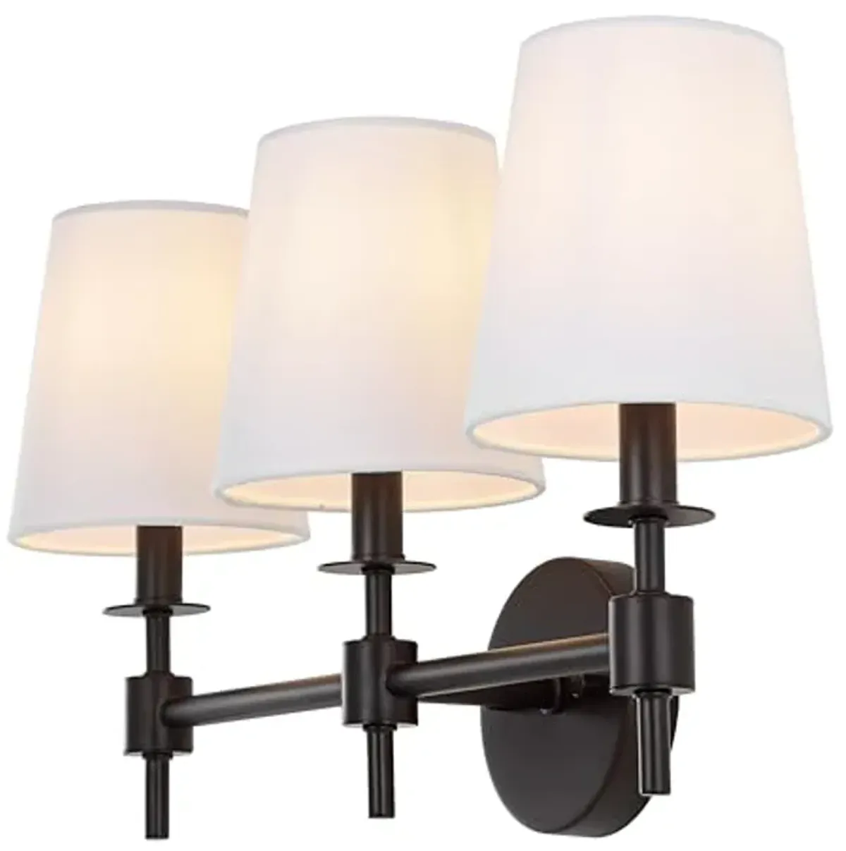 SAFAVIEH Lighting Collection Davielle Black 3-Light Wall Sconce Light Fixture, with White Shade Ideal for Bathroom, Entryway, Vanity Over Mirror, Foyer, Hallway, Living Room (LED Bulbs Included)