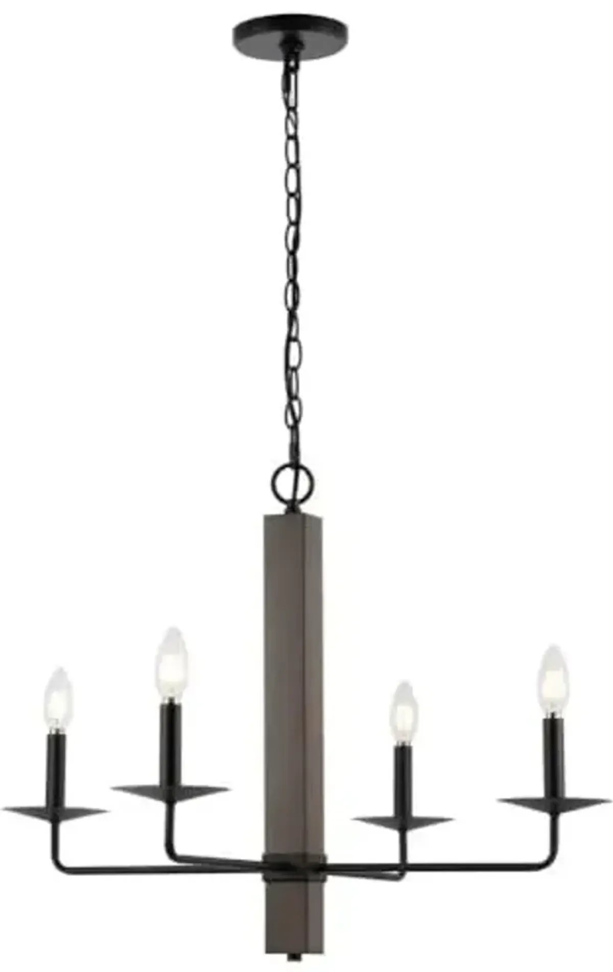 SAFAVIEH Lighting Collection Oakly Farmhouse Black/Walnut 4-Light Adjustable Chandelier Light Fixture, Ideal for Dining Room, Kitchen Island, Foyer, Entryway (LED Bulbs Included)