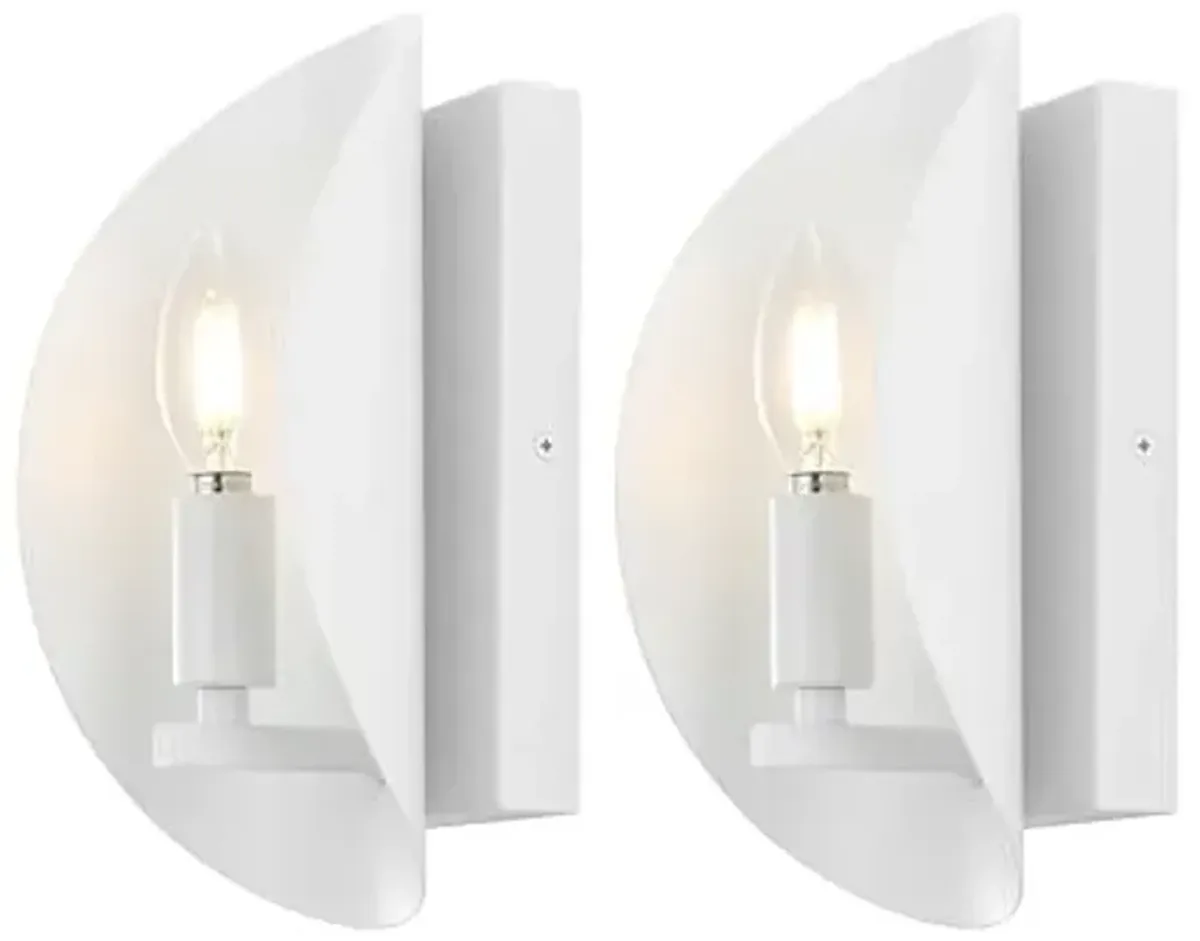 SAFAVIEH Lighting Collection Calluna White Wall Sconce Set of 2 Light Fixture, Ideal for Bathroom, Entryway, Vanity, Foyer, Hallway, Living Room (LED Bulbs Included)