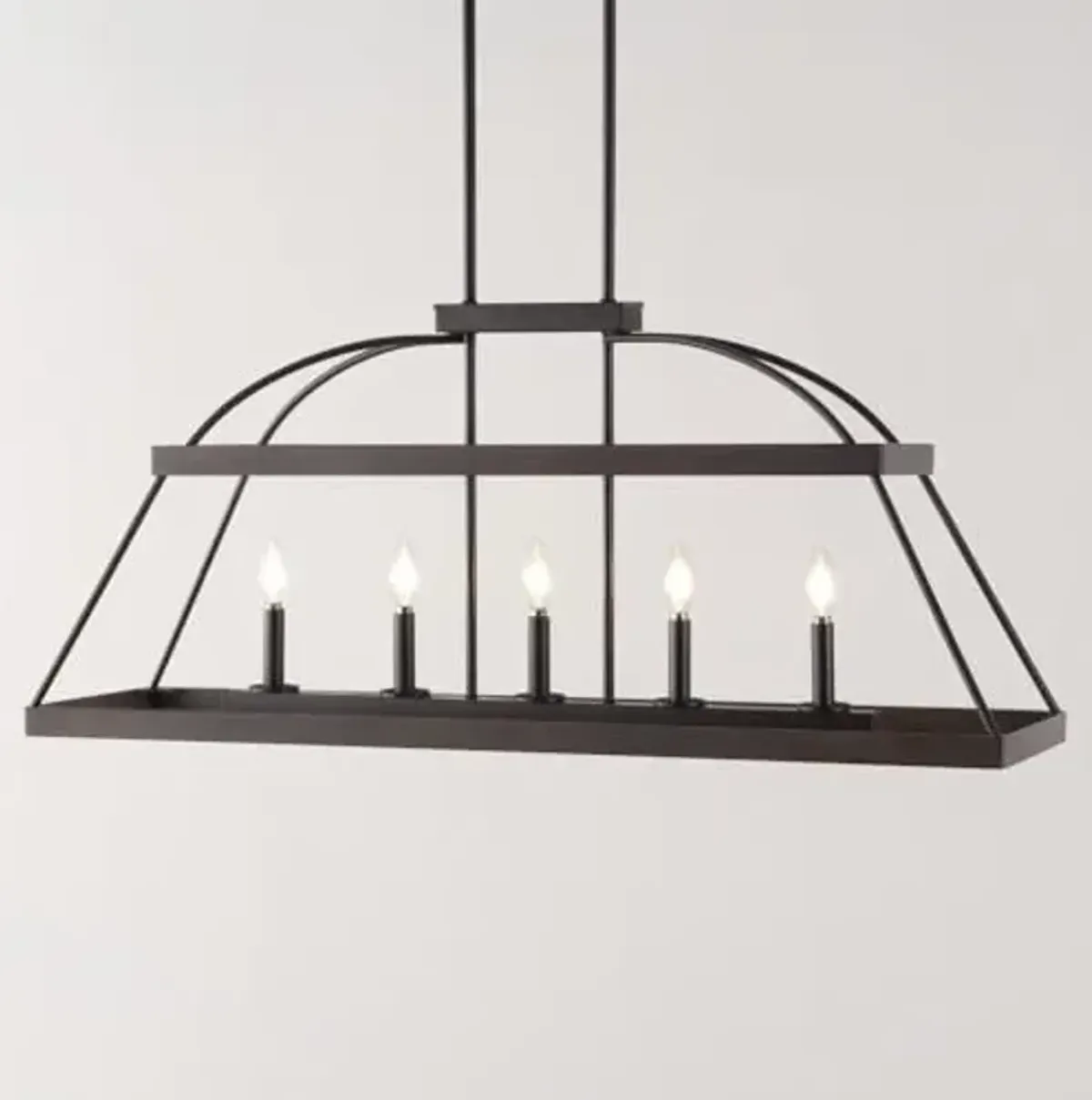 SAFAVIEH Lighting Collection Byher Farmhouse Walnut/Bronze 5-Light Adjustable Chandelier Linear Light Fixture, Ideal for Dining Room, Kitchen Island, Foyer, Entryway (LED Bulbs Included)