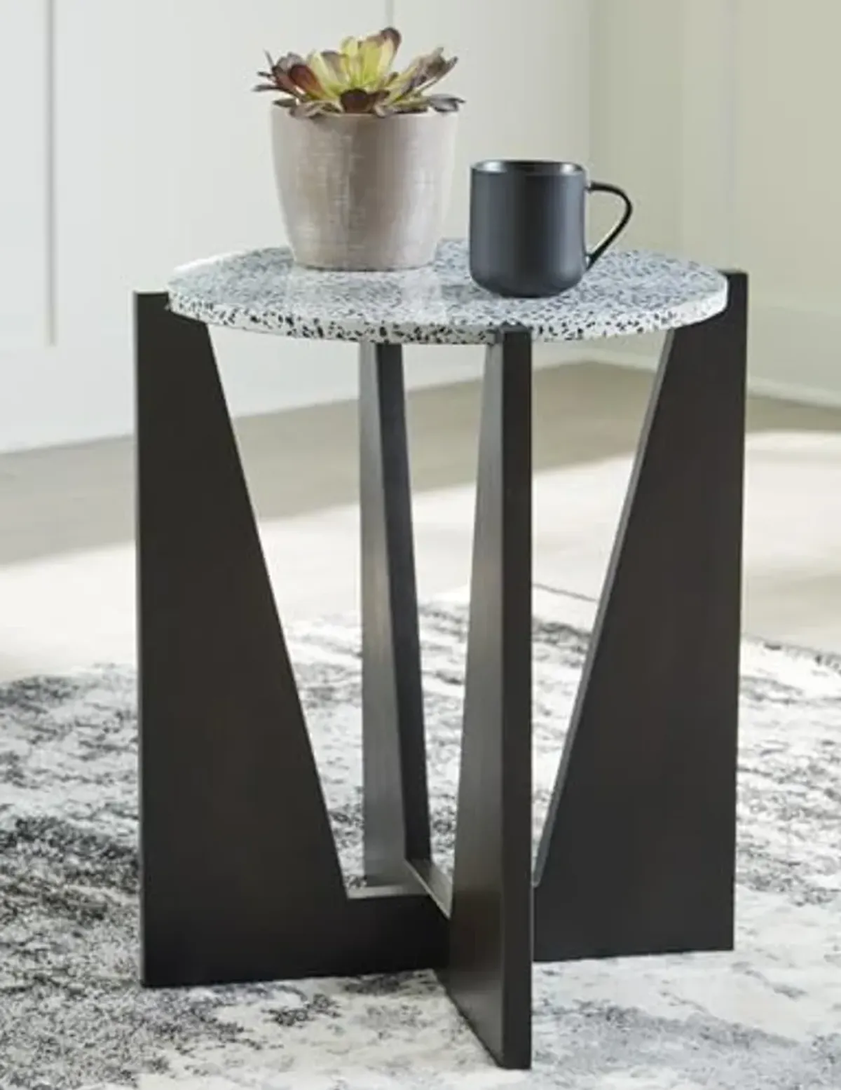 Signature Design by Ashley Tellrich Accent Table, 20" W x 20" D x 23" H, Black & White