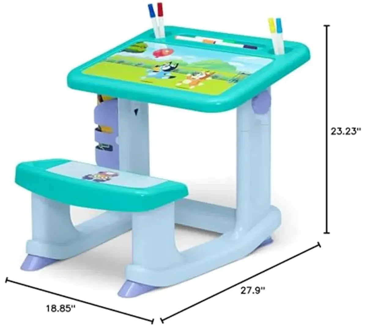 Bluey Draw and Play Desk by Delta Children – Includes 10 Markers and Coloring Book, Blue