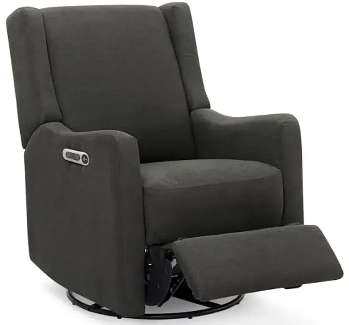 Delta Children Mercer Electronic Power Recliner and Swivel Glider with USB Port in LiveSmart Performance Fabric - Water Repellent & Stain Resistant, Dark Grey