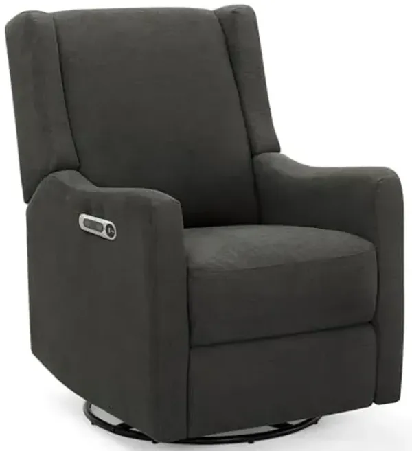 Delta Children Mercer Electronic Power Recliner and Swivel Glider with USB Port in LiveSmart Performance Fabric - Water Repellent & Stain Resistant, Dark Grey