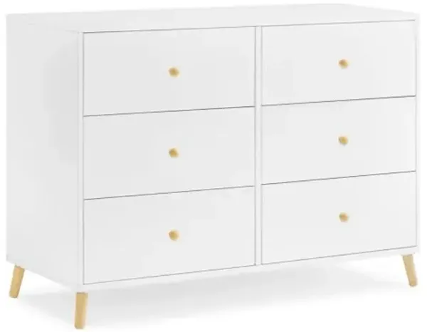 Delta Children Essex 6 Drawer Dresser, Bianca White/Natural