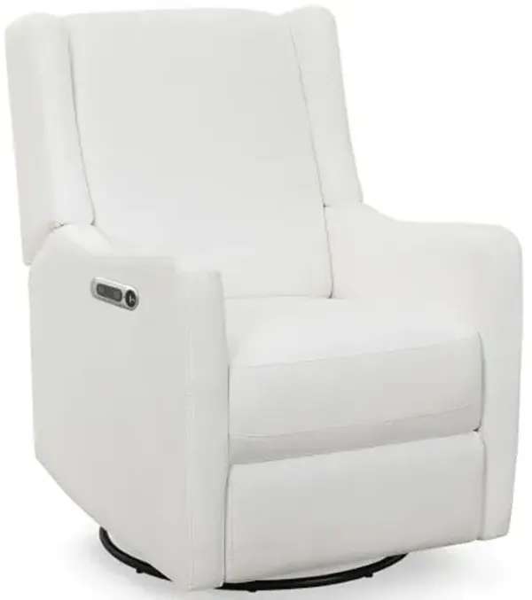 Delta Children Mercer Electronic Power Recliner and Swivel Glider with USB Port in LiveSmart Performance Fabric - Water Repellent & Stain Resistant, Pearl