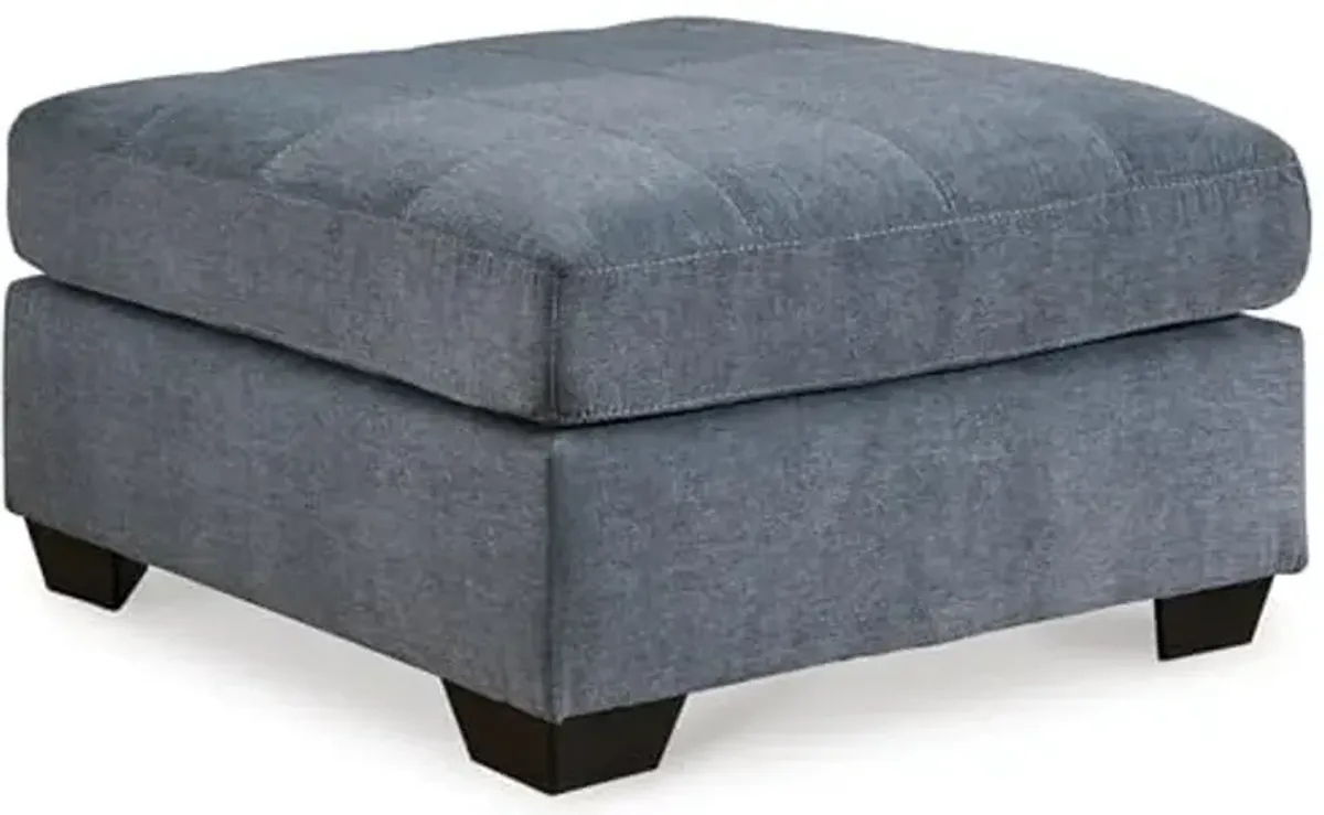 Signature Design by Ashley Marleton Classic Square Upholstered Oversized Accent Ottoman, Blue