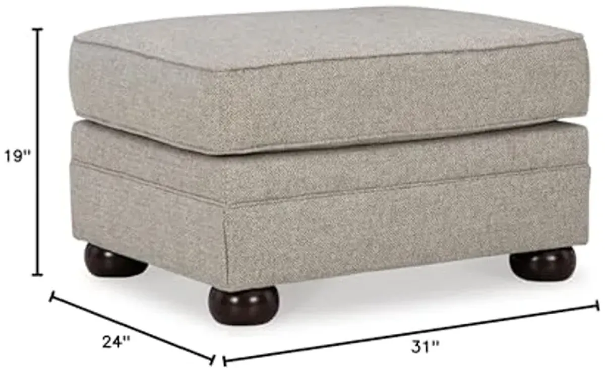 Signature Design by Ashley Gaelon Transitional Rectangular Upholstered Ottoman with Bun Legs, Light Brown