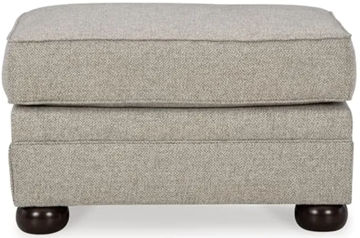 Signature Design by Ashley Gaelon Transitional Rectangular Upholstered Ottoman with Bun Legs, Light Brown