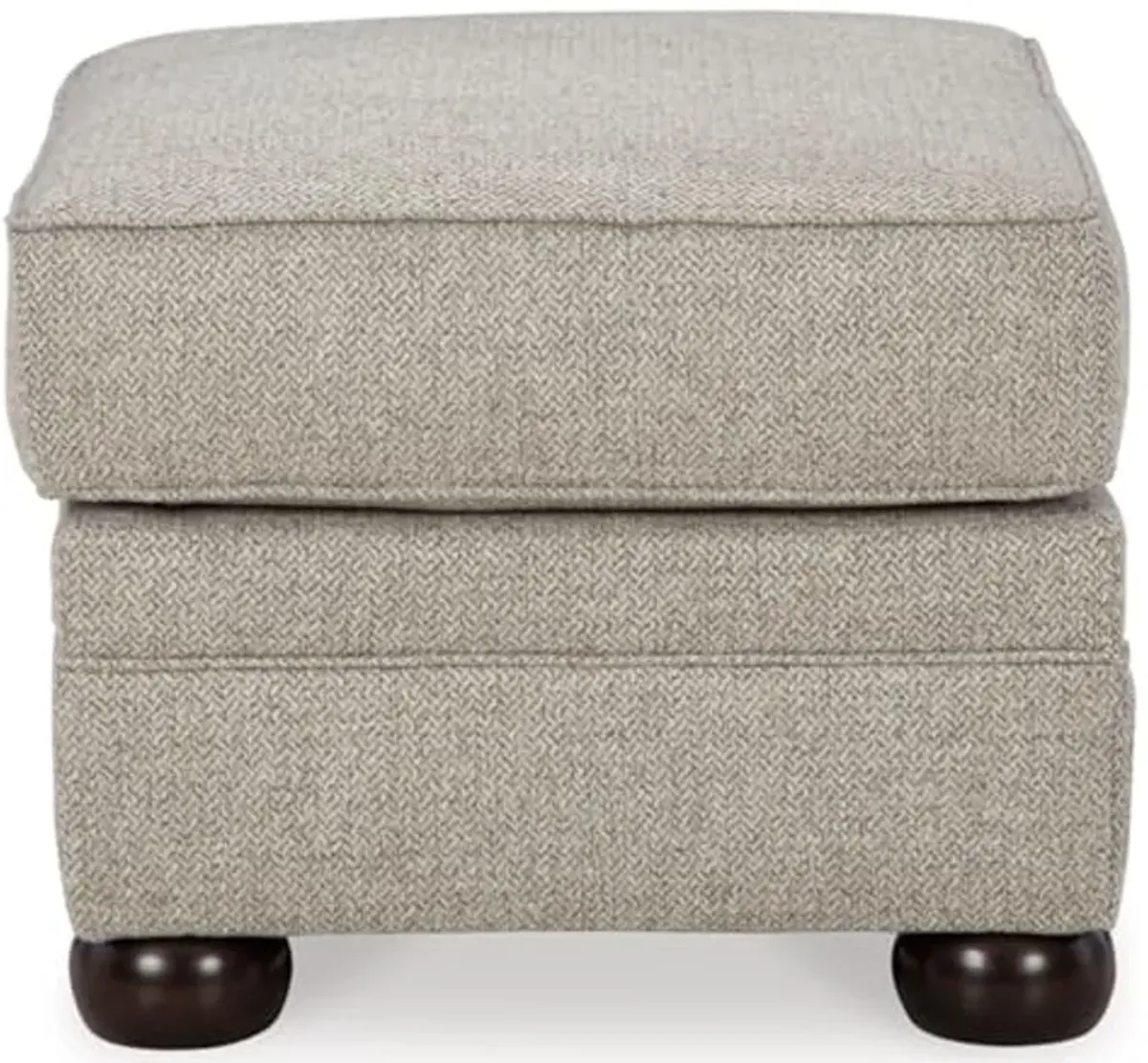 Signature Design by Ashley Gaelon Transitional Rectangular Upholstered Ottoman with Bun Legs, Light Brown