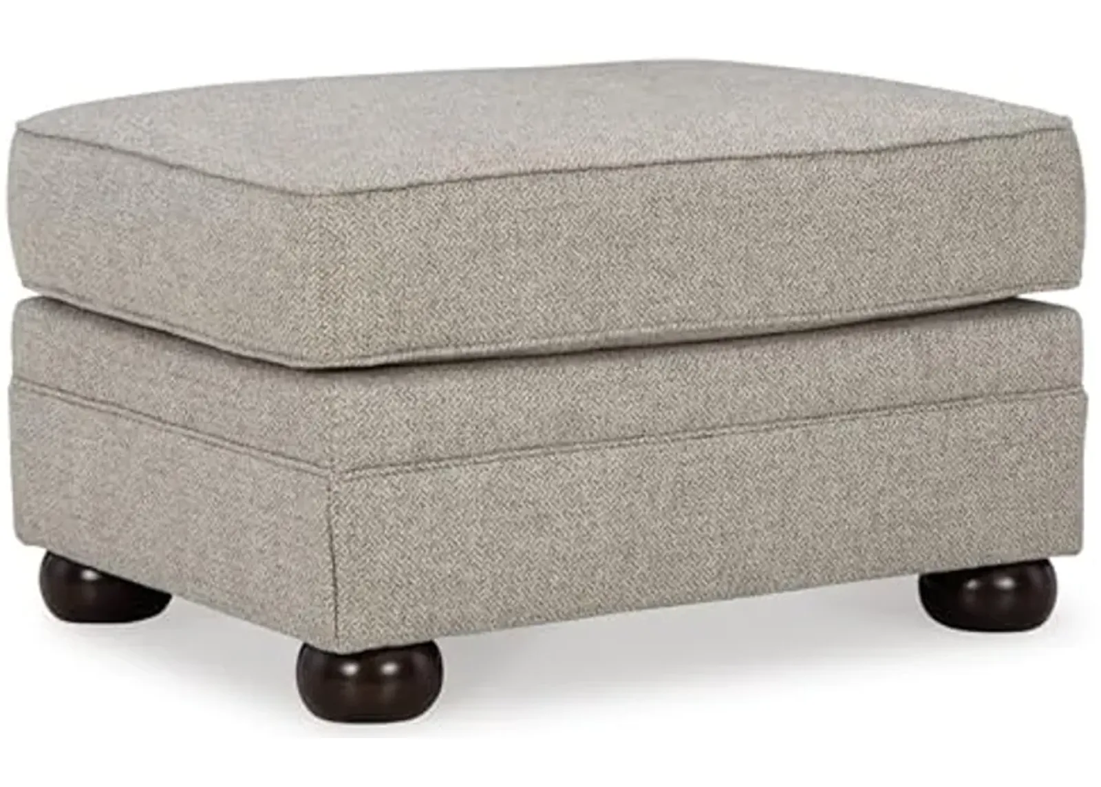 Signature Design by Ashley Gaelon Transitional Rectangular Upholstered Ottoman with Bun Legs, Light Brown