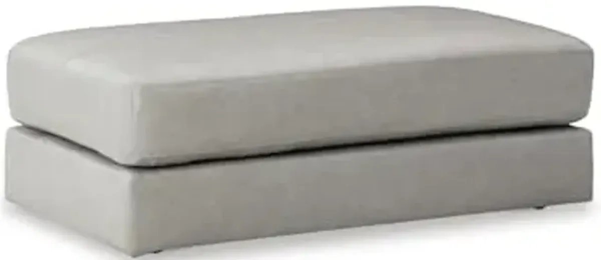 Signature Design by Ashley Amiata Contemporary Rectangular Leather Match Upholstered Oversized Accent Ottoman with Non-skid Legs, Light Gray