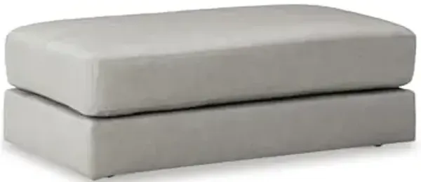 Signature Design by Ashley Amiata Contemporary Rectangular Leather Match Upholstered Oversized Accent Ottoman with Non-skid Legs, Light Gray