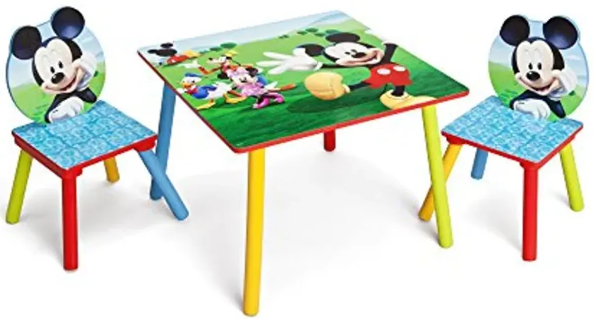 Delta Children Kids Table and Chair Set (2 Chairs Included) - Ideal for Arts & Crafts, Snack Time & Deluxe Toy Box, Disney Mickey Mouse