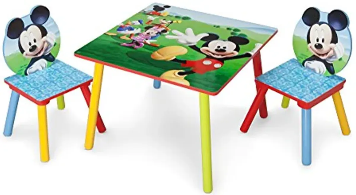 Delta Children Kids Table and Chair Set (2 Chairs Included) - Ideal for Arts & Crafts, Snack Time & Deluxe Toy Box, Disney Mickey Mouse