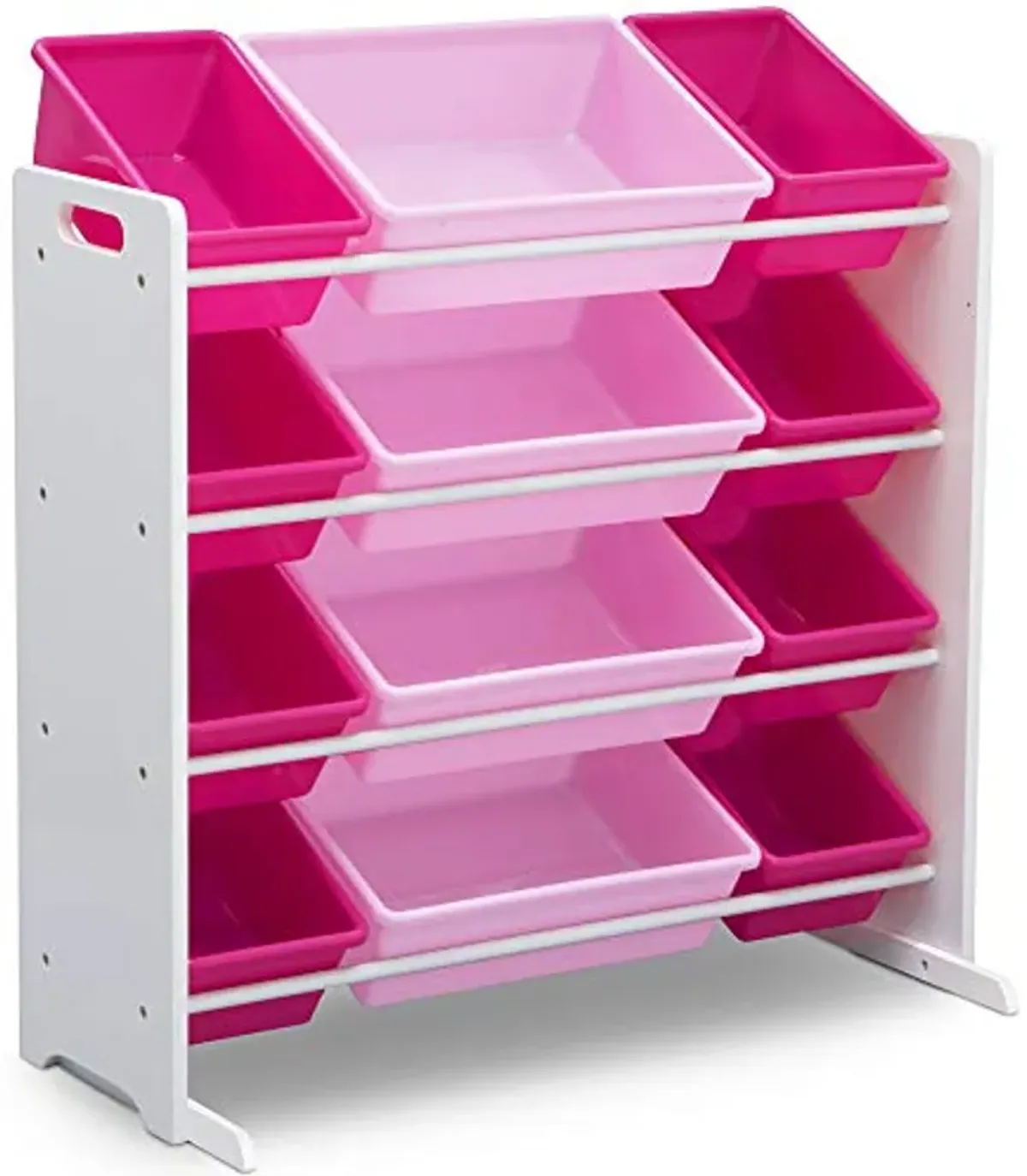 Delta Children Kids Toy Storage Organizer with 12 Plastic Bins - Greenguard Gold Certified, White/Pink & Deluxe Multi-Bin Toy Organizer with Storage Bins - Greenguard Gold Certified, White/Pink Bins