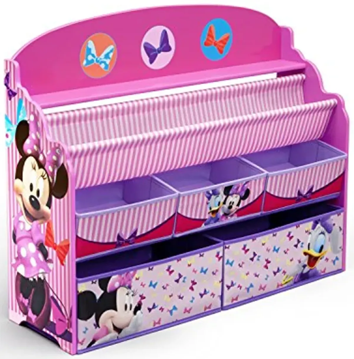 Delta Children Deluxe Book & Toy Organizer - Greenguard Gold Certified, Disney Minnie Mouse & Deluxe Toy Box, Disney Minnie Mouse