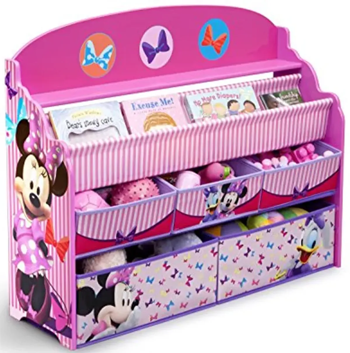 Delta Children Deluxe Book & Toy Organizer - Greenguard Gold Certified, Disney Minnie Mouse & Deluxe Toy Box, Disney Minnie Mouse