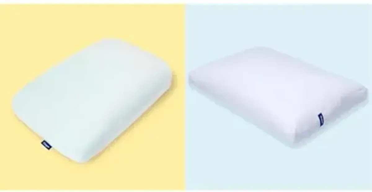 Casper Sleep Hybrid Snow Pillow, Standard, White & Sleep Essential Pillow for Sleeping, Standard, White