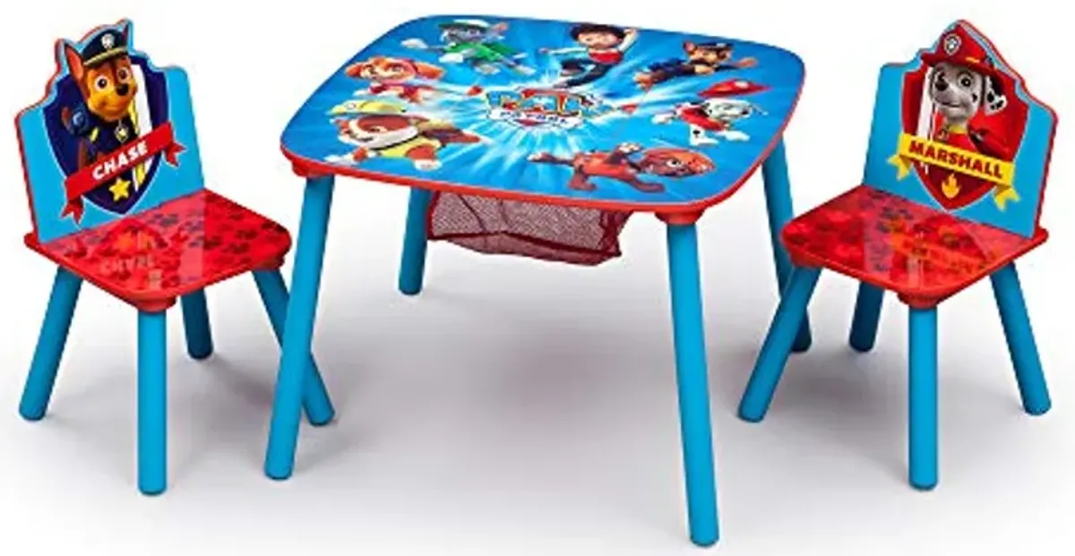 Delta Children Kids Table and Chair Set with Storage - Ideal for Arts & Crafts, Snack Time, Homeschooling, Homework & More, Nick Jr. PAW Patrol & Plastic Toddler Bed, Disney/Pixar Cars