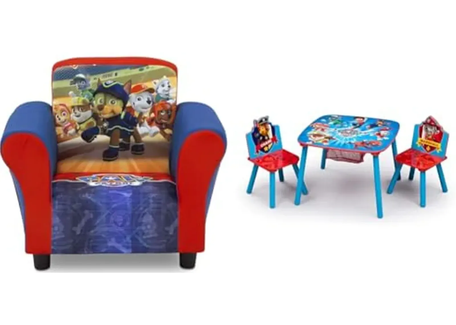 Delta Children Upholstered Chair, Nick Jr. PAW Patrol & Kids Table and Chair Set with Storage - Ideal for Arts & Crafts, Snack Time, Homeschooling, Homework & More, Nick Jr. PAW Patrol