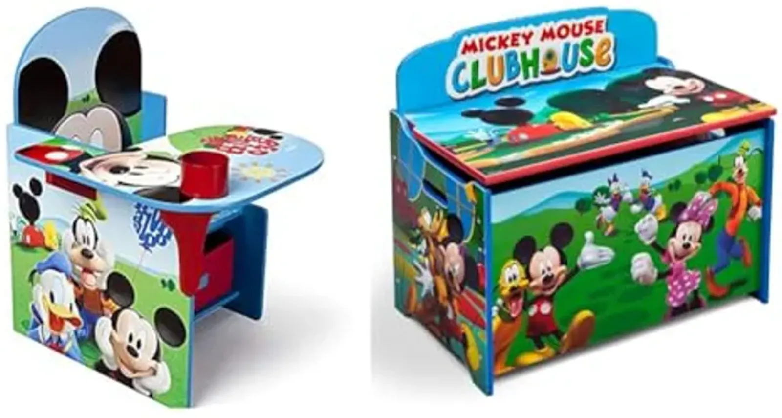 Delta Children Chair Desk with Storage Bin, Disney Mickey Mouse & Deluxe Toy Box, Disney Mickey Mouse