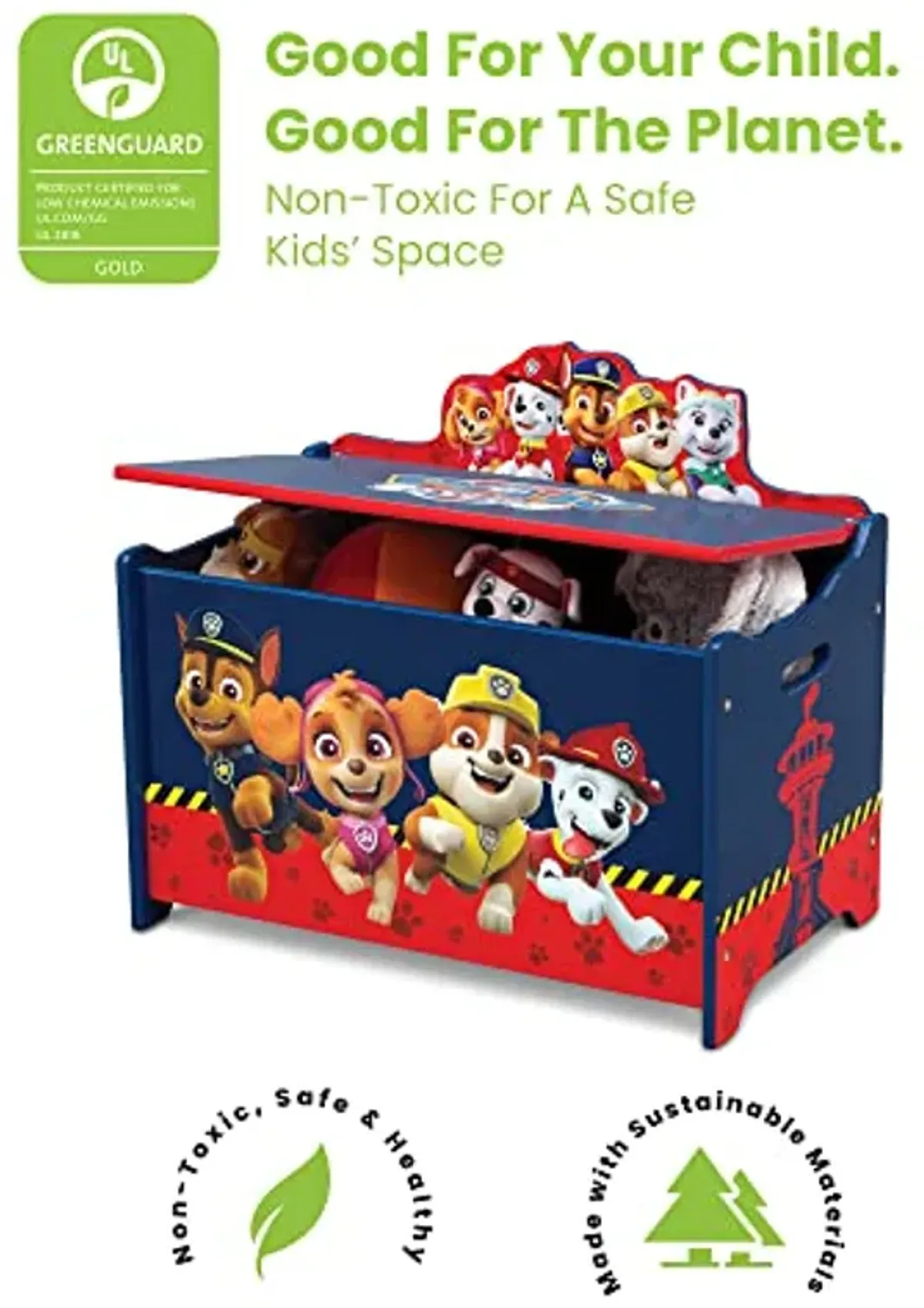 Delta Children Deluxe Toy Box, PAW Patrol & Kids Table and Chair Set With Storage - Ideal for Arts & Crafts, Snack Time, Homeschooling, Homework & More, Nick Jr. PAW Patrol