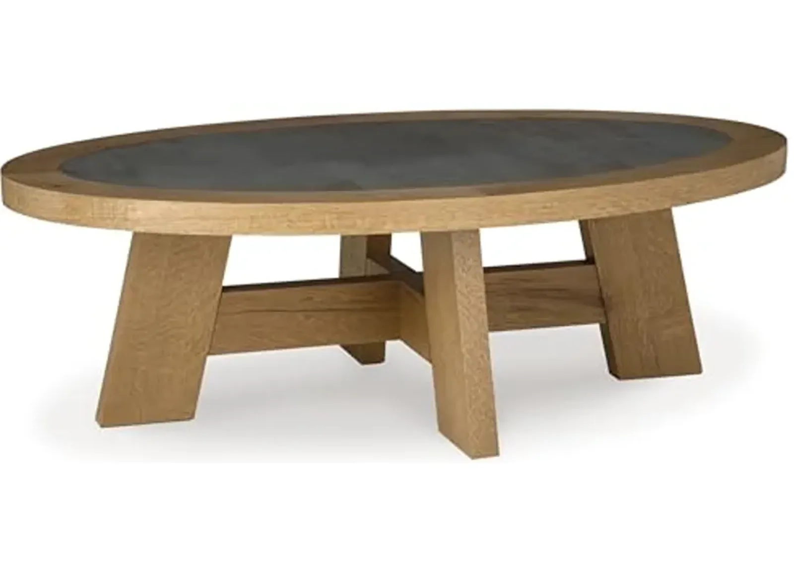 Signature Design by Ashley Brinstead Casual Coffee Table with Insert Faux Cement Melamine Top, Light Brown & Gray