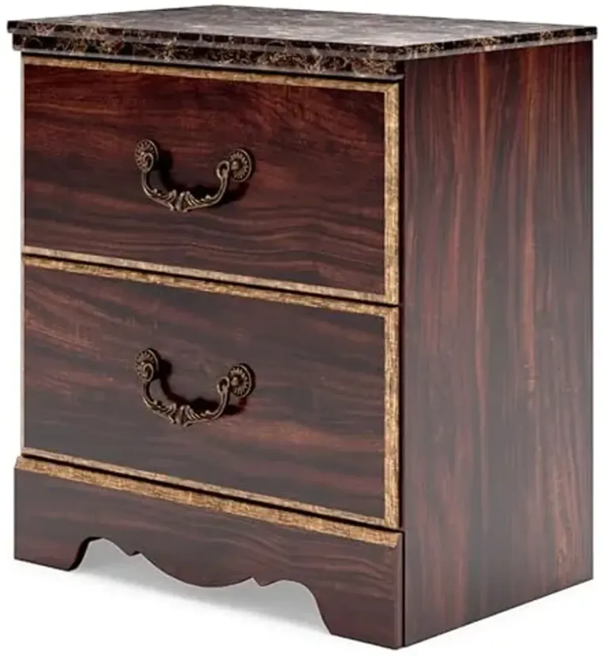 Signature Design by Ashley Glosmount Classic 2 Drawer Nightstand with USB Ports and Safety Stop, 26.57" Tall, Dark Brown & Yellow