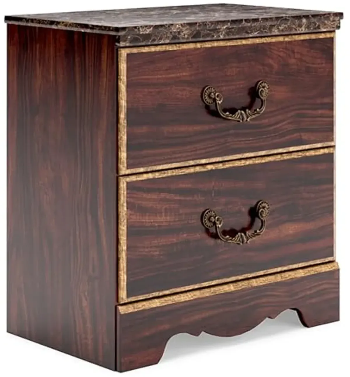 Signature Design by Ashley Glosmount Classic 2 Drawer Nightstand with USB Ports and Safety Stop, 26.57" Tall, Dark Brown & Yellow