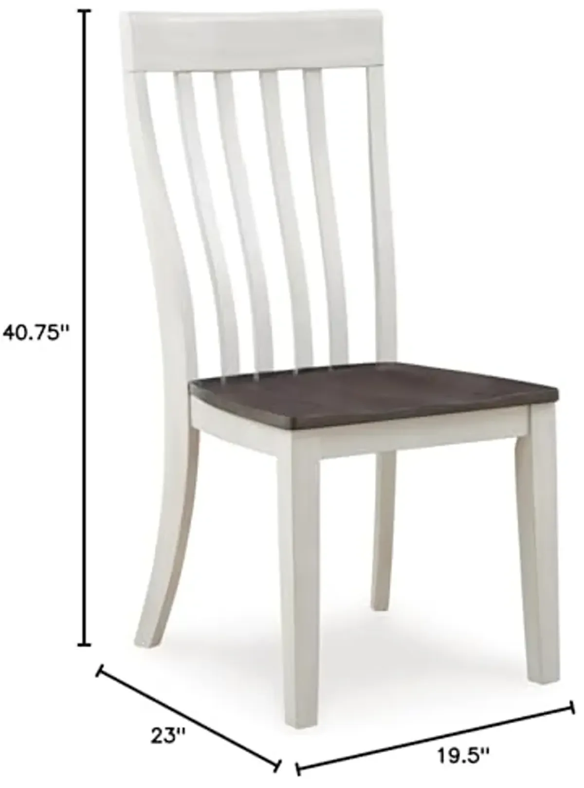 Signature Design by Ashley Darborn Farmhouse Armless Dining Chair with Contoured Seat, Set of 2, White & Gray