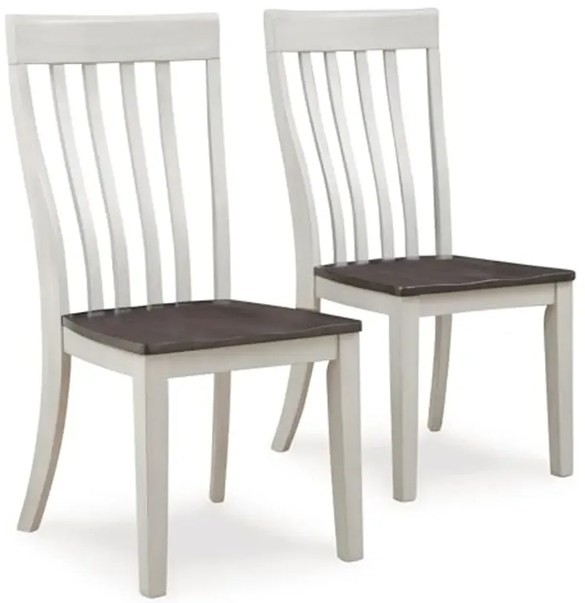 Signature Design by Ashley Darborn Farmhouse Armless Dining Chair with Contoured Seat, Set of 2, White & Gray