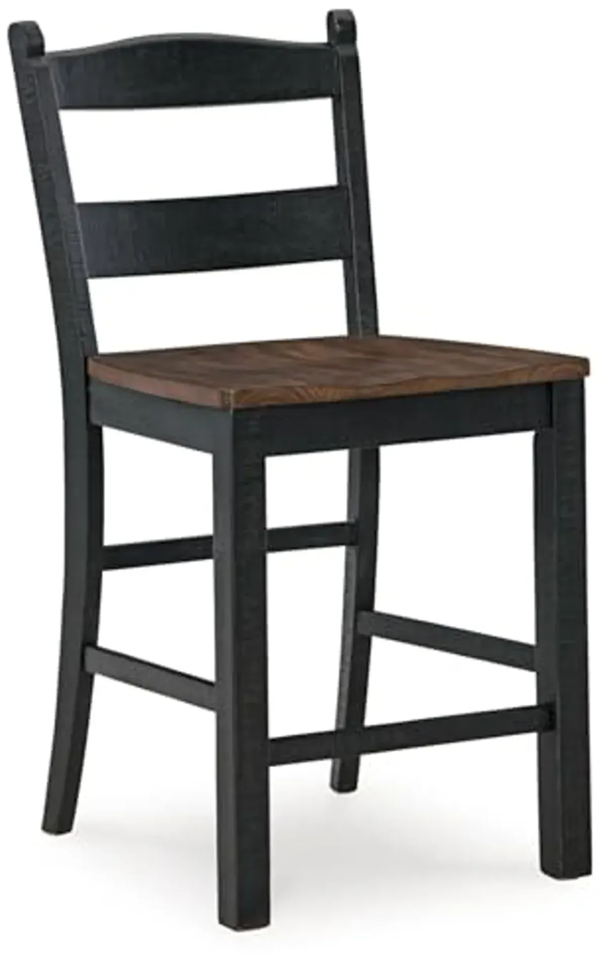 Signature Design by Ashley Valebeck Rustic 24” Counter Height Bar Stool with Contoured Seat, Set of 2, Black & Dark Brown