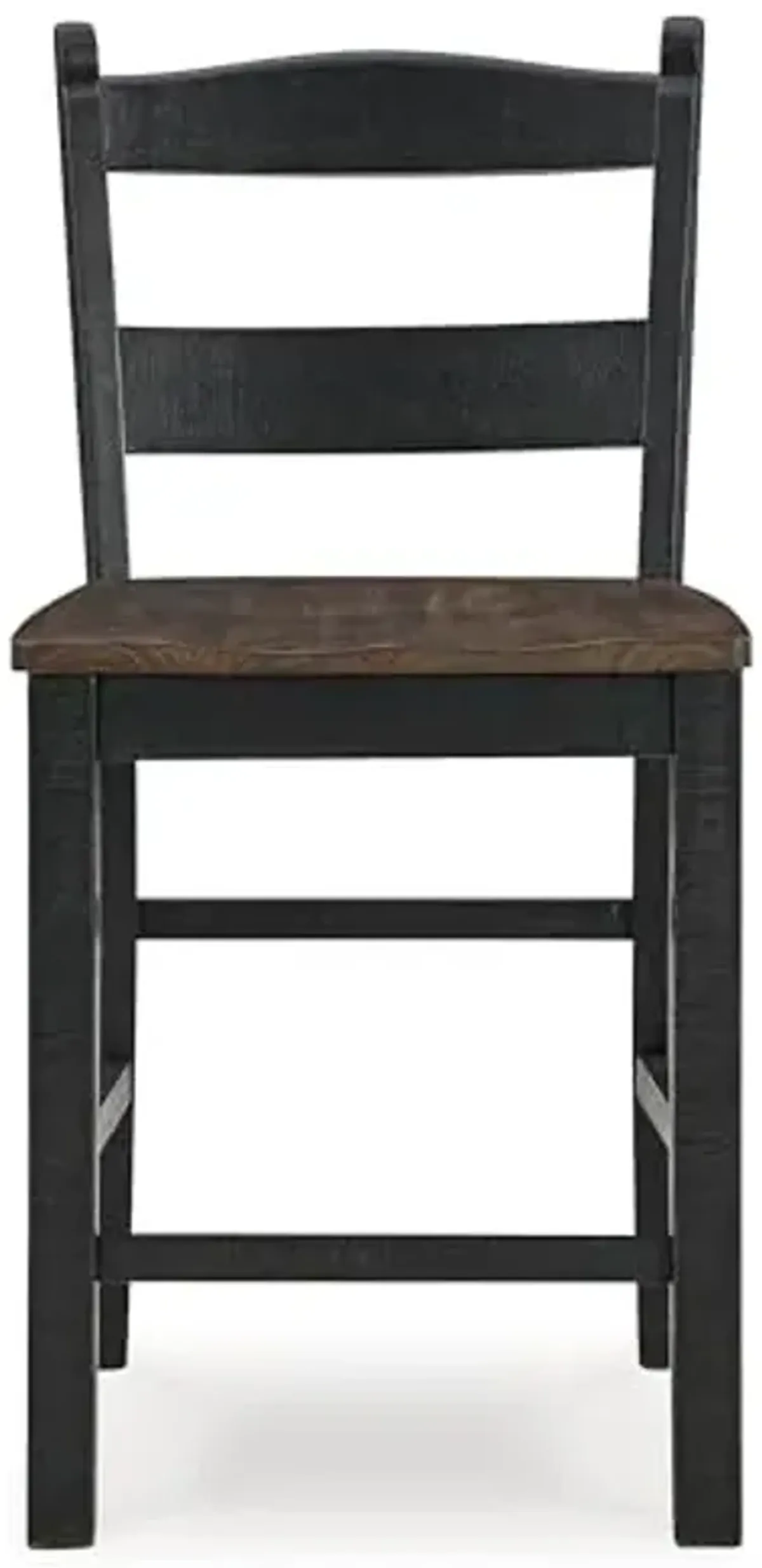 Signature Design by Ashley Valebeck Casual Rustic Counter Height Bar Stool with Contoured Seat and Footrest, Set of 2, Wood, 24" High, Black & Dark Brown