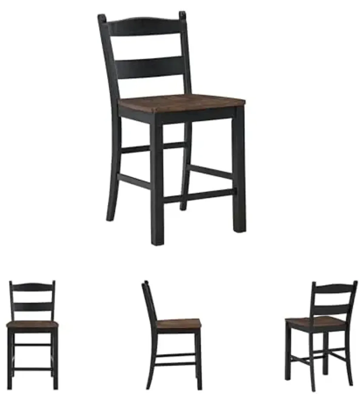 Signature Design by Ashley Valebeck Casual Rustic Counter Height Bar Stool with Contoured Seat and Footrest, Set of 2, Wood, 24" High, Black & Dark Brown