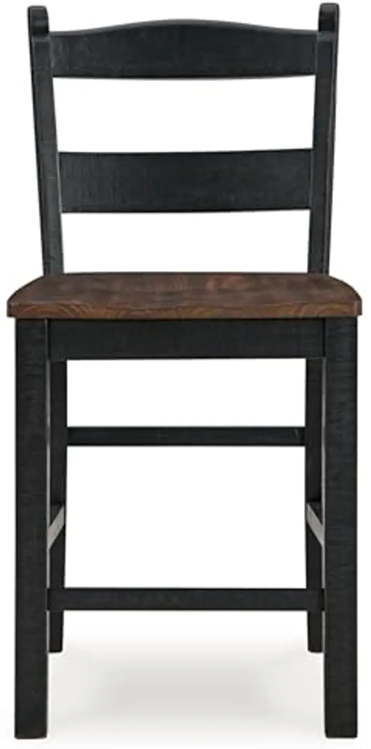 Signature Design by Ashley Valebeck Rustic 24” Counter Height Bar Stool with Contoured Seat, Set of 2, Black & Dark Brown