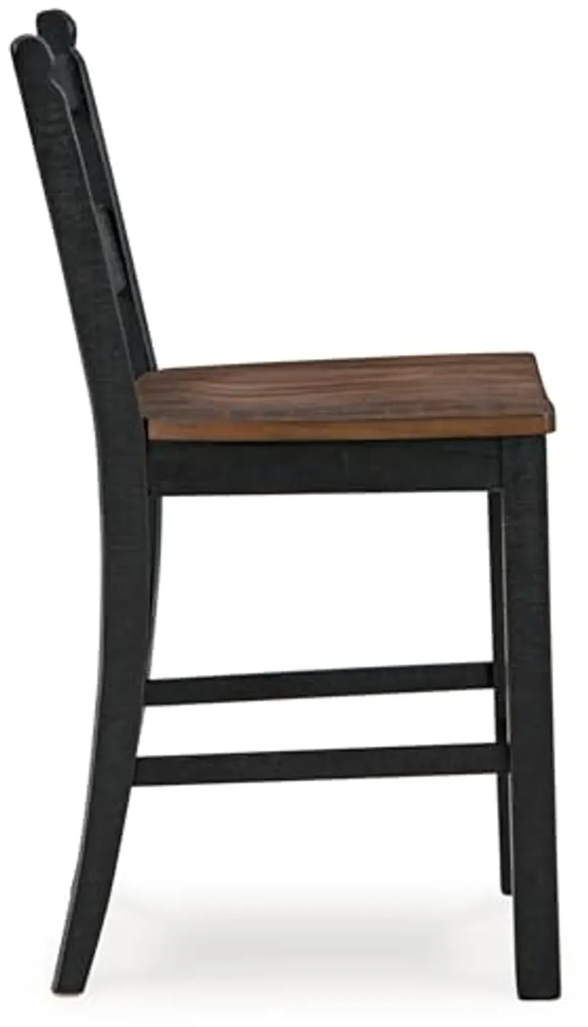 Signature Design by Ashley Valebeck Rustic 24” Counter Height Bar Stool with Contoured Seat, Set of 2, Black & Dark Brown