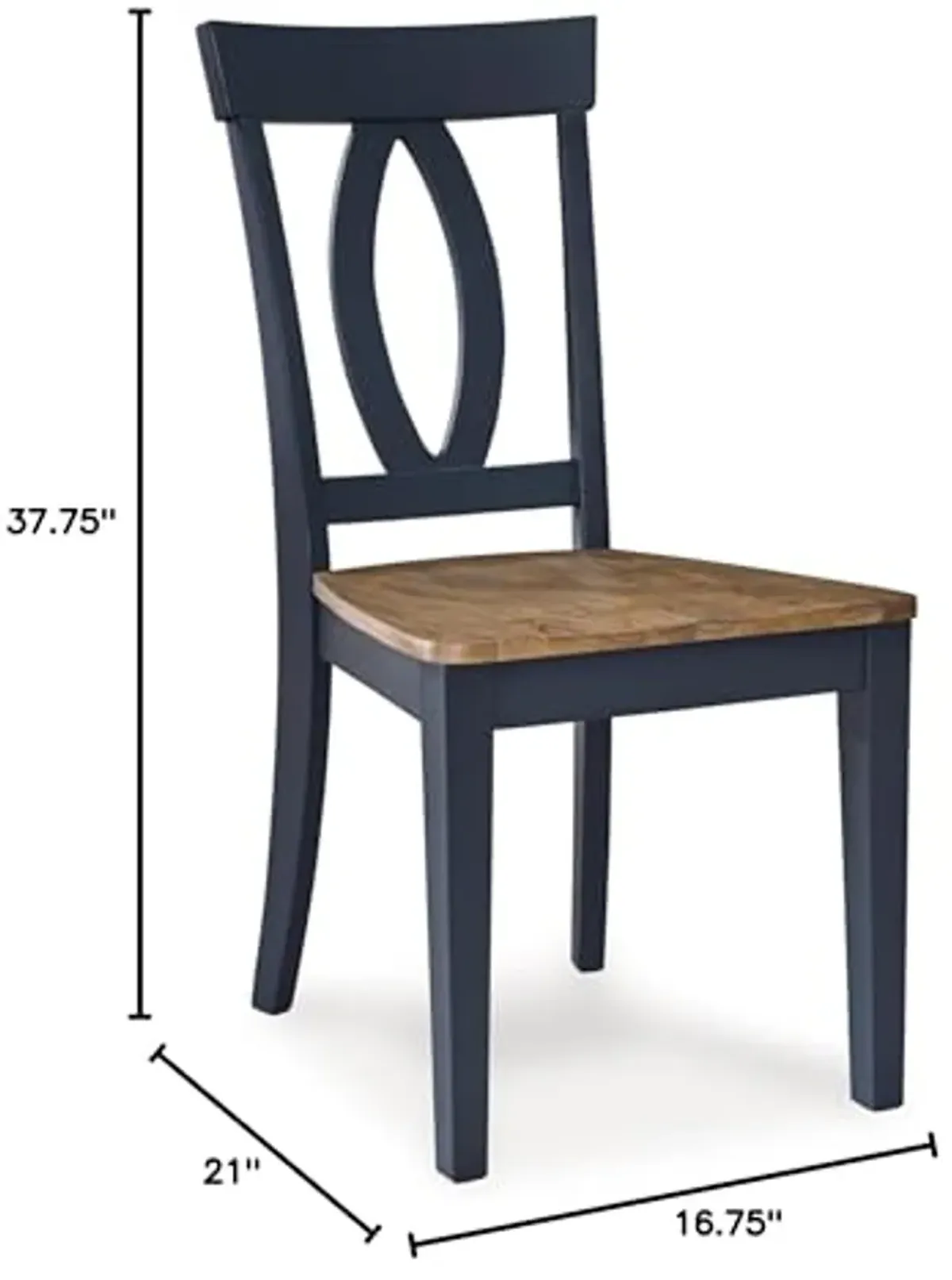 Signature Design by Ashley Landocken Casual Armless Dining Chair with Contoured Seat, Set of 2, Light Brown & Blue