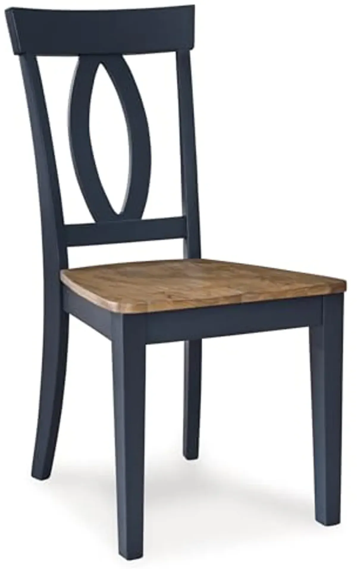 Signature Design by Ashley Landocken Casual Armless Dining Chair with Contoured Seat, Set of 2, Light Brown & Blue