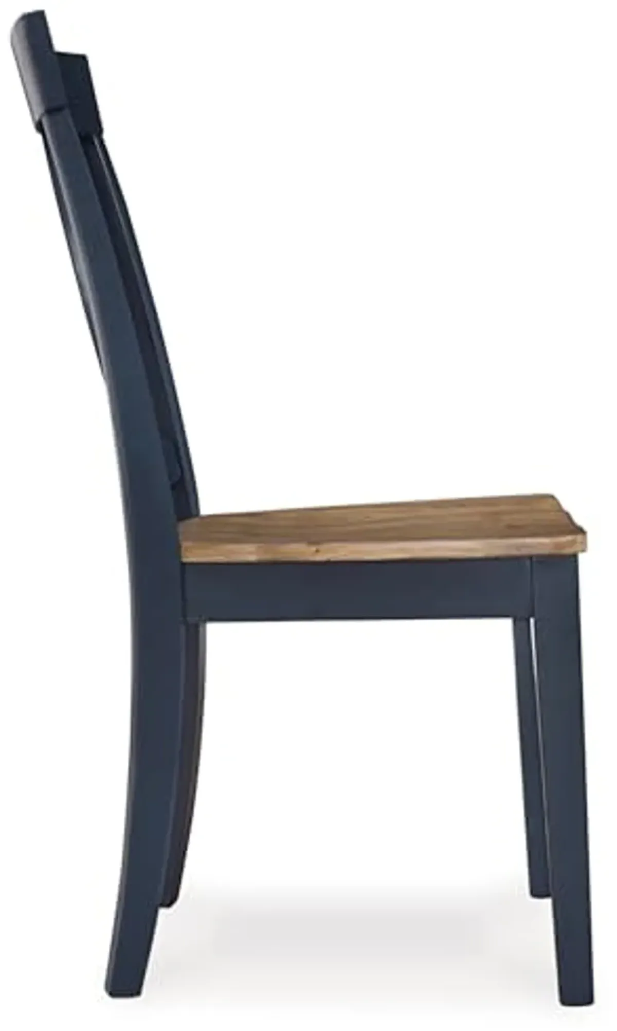 Signature Design by Ashley Landocken Casual Armless Dining Chair with Contoured Seat, Set of 2, Light Brown & Blue