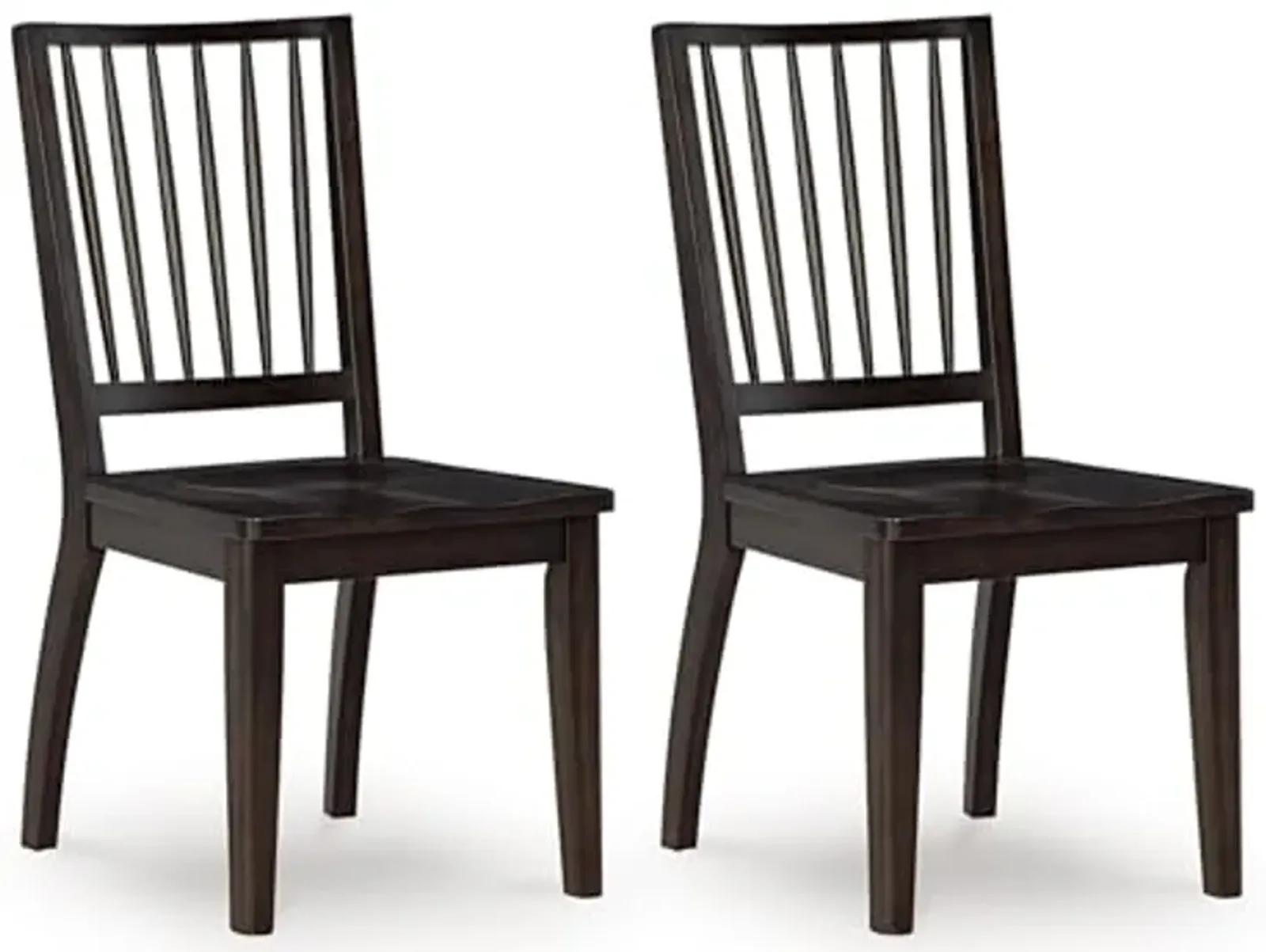 Signature Design by Ashley Charterton Casual Solid Wood Armless Dining Chair with Contoured Seat, Set of 2, Dark Brown