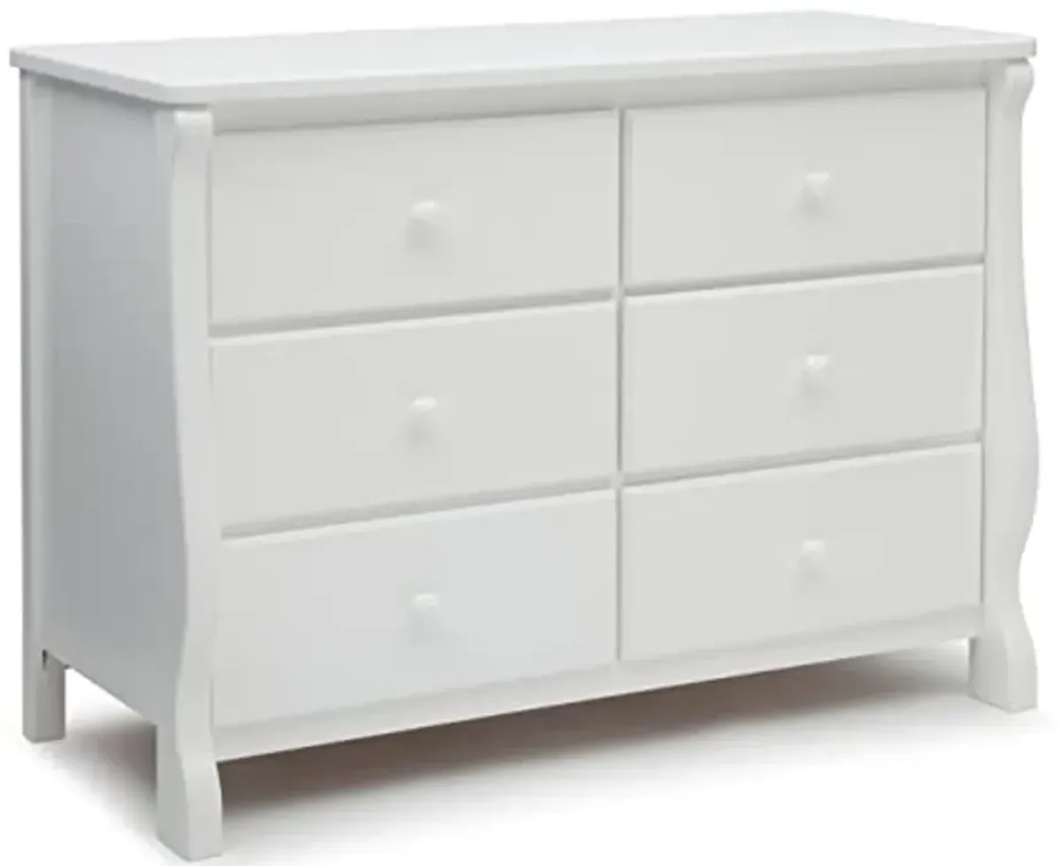 Delta Children Universal 6 Drawer Dresser with Interlocking Drawers - Greenguard Gold Certified, White & Eclipse Changing Table with Changing Pad, White