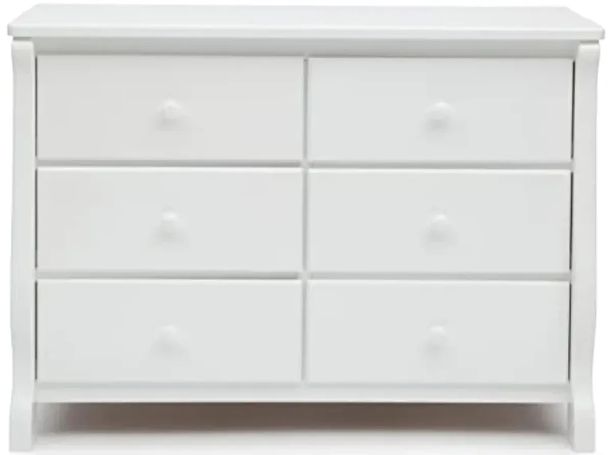 Delta Children Universal 6 Drawer Dresser with Interlocking Drawers - Greenguard Gold Certified, White & Eclipse Changing Table with Changing Pad, White