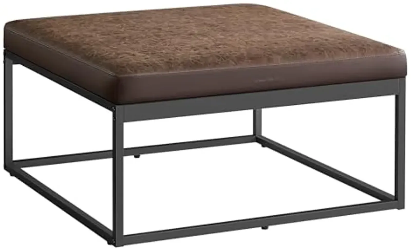 SONGMICS HOME LUIZ Collection - Ottoman, Square Coffee Table, Footstool, Reversible Top, Padded Seat, Side Table, Minimalist, Steel Frame, Max. Load 660 lb, for Living Room, Walnut Brown ULOM077K01