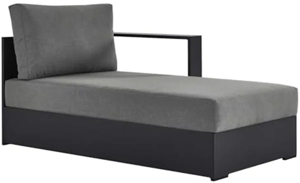 Modway Tahoe Powder-Coated Aluminum Outdoor Gray Charcoal with Weather-Resistant Cushions, Modular Patio Lounger for Pool Furniture or Sectional Sofa Set, Right-Facing Chaise Lounge